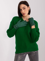 Hurtownia Ciemnozielone dotykowe rękawiczki damskie