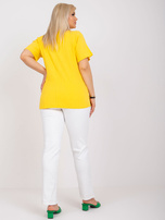 Žlutá blůza plus size z pruhované látky Stella.