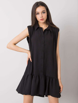 Black summer dress with a collar Odelia RUE PARIS.