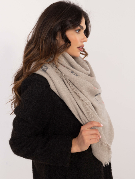 Szary damski szal z frędzlami