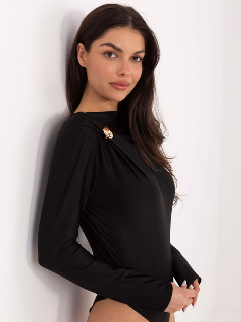 Czarne eleganckie body z drapowaniem