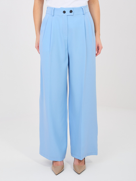 Pastelowe niebieskie garniturowe spodnie z kieszeniami RUE PARIS
