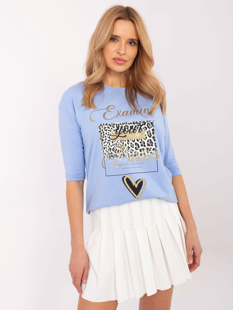 Hurt Jasnoniebieska damska bluzka z motywem zwierzęcym