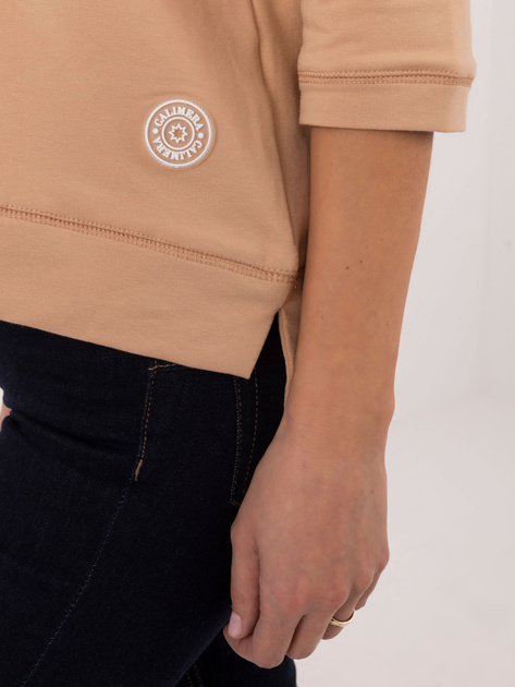 Hurt Camelowa bluzka basic o kroju oversize