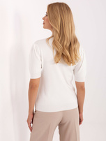 Ecru damski sweter z domieszką wiskozy 