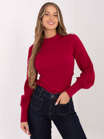 Bordowa bluzka basic z półgolfem RUE PARIS 
