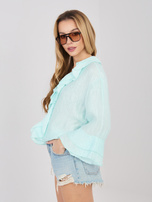 Miętowa letnia koszula z żabotem