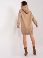 Hurt Ciemnobeżowa długa bluza kangurka z kapturem