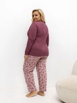 Brudnoróżowa piżama plus size z bluzką i spodniami