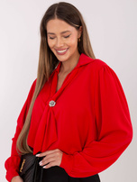 Czerwona elegancka bluzka z wiązaniem