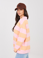 Różowo-pomarańczowa kolorowa bluza oversize w paski