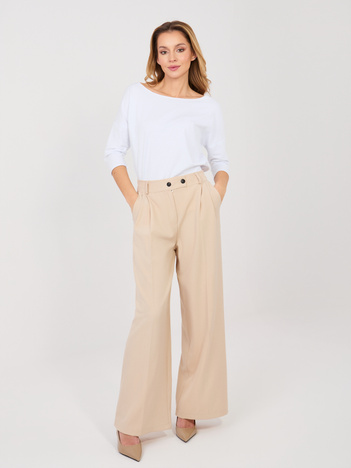 Beżowe garniturowe spodnie z wysokim stanem RUE PARIS