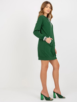 Hurt Ciemnozielona mini dresowa sukienka basic z kieszeniami