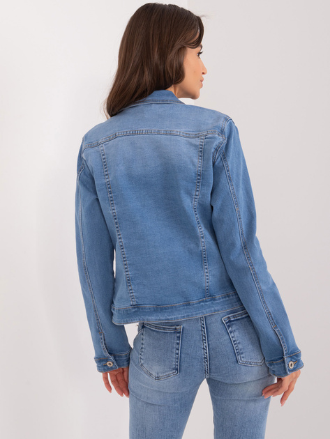 Hurt Niebieska kurtka jeansowa z aplikacjami