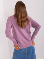 Hurt Jasnofioletowy damski sweter klasyczny we wzory