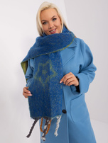 Hurt Ciemnoniebieski szeroki szal zimowy 