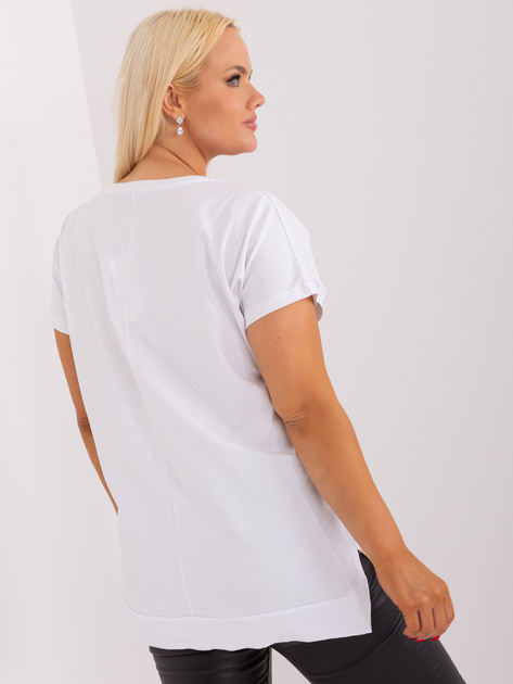 Hurtownia Biało-fioletowa bluzka plus size z rozcięciami