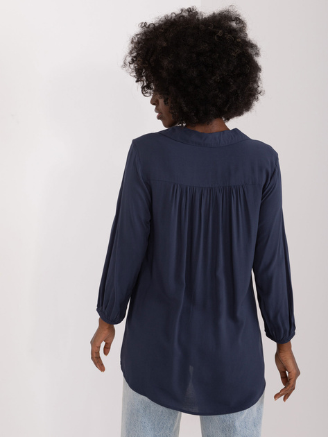 Hurt Granatowa koszulowa bluzka z kołnierzykiem SUBLEVEL