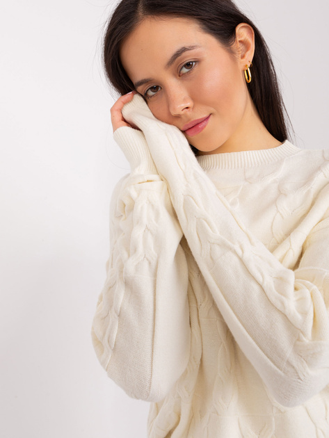 Hurt Ecru sweter z warkoczami o luźnym kroju