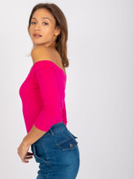 Fuksjowa bluzka z odkrytymi ramionami Blink