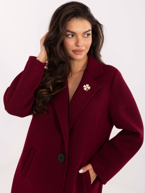 Bordowy płaszcz z piankowego materiału RUE PARIS