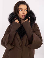 Brązowa zimowa kurtka z odpinanym futrem