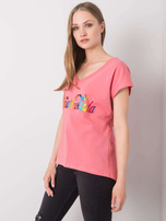Różowy t-shirt z nadrukiem Hollis