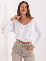 Biała krótka bluzka z gumką na dole RUE PARIS 