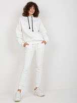 Hurt Ecru damski komplet dresowy z napisami i zamkami