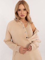 Hurt Beżowy ocieplany komplet basic ze spodniami