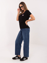 Czarna casualowa bluzka oversize z dekoltem V