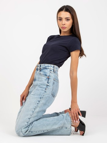 Hurtownia online Granatowy damski t-shirt basic bawełniany