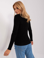 Hurt Czarny prążkowany sweter klasyczny z wiskozą