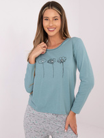 Ciemnomiętowa bawełniana piżama ze spodniami