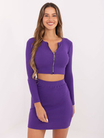 Ciemnofioletowy komplet z mini spódnicą RUE PARIS 