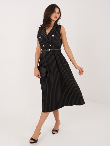 Czarna elegancka sukienka z kołnierzem