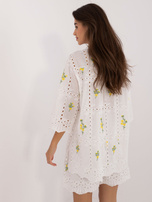 Hurtownia Biało-żółty damski komplet ażurowy na lato