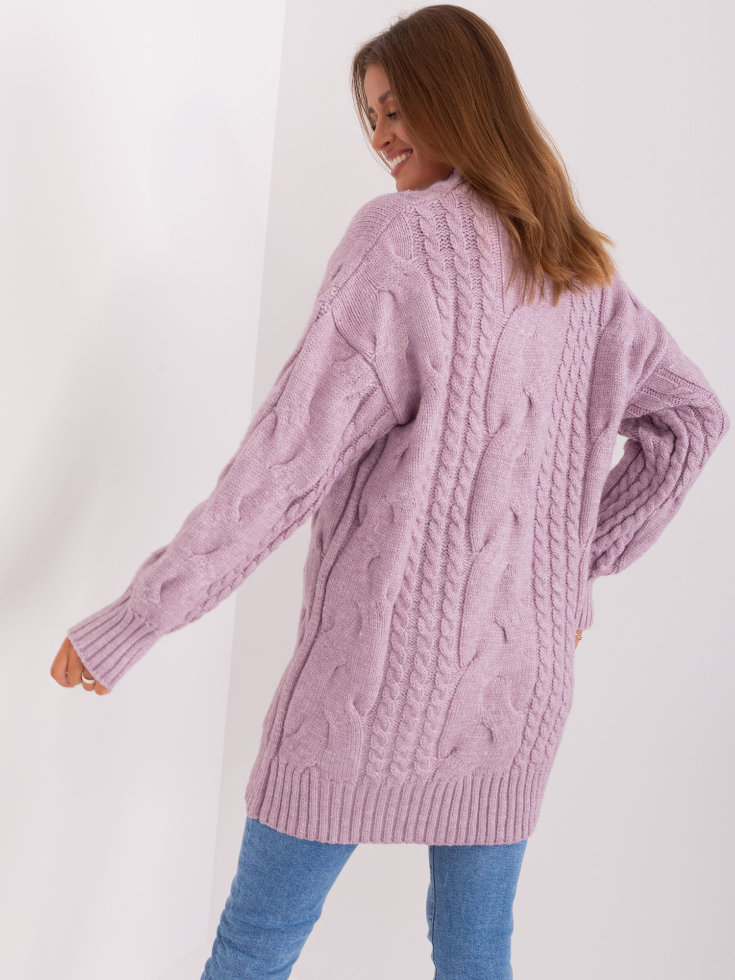 Light purple knit dress with braids