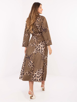 Khaki-beżowa midi spódnica z nadrukiem