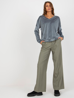 Hurt Brudnoniebieska welurowa bluza bez kaptura z wiskozy