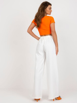 Hurt Ecru eleganckie spodnie z materiału z zakładkami