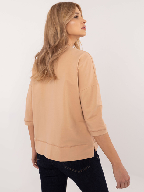 Hurt Camelowa bluzka basic o kroju oversize