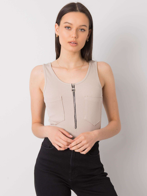 Beżowy top z kieszonkami Rosalind