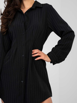 Czarna rozpinana sukienka z kołnierzykiem RUE PARIS 