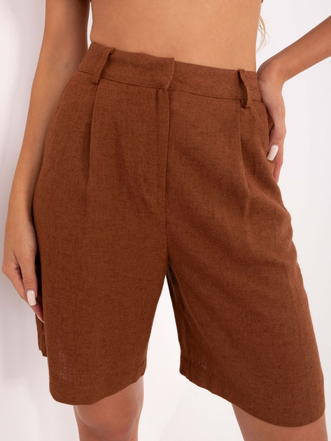 Brązowy letni komplet z bermudami RUE PARIS