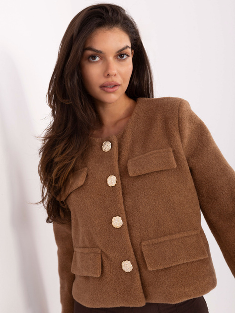 Camelowy żakiet z imitacją kieszeni RUE PARIS