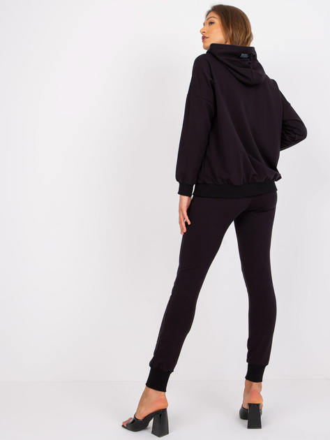 Czarny dresowy komplet damski z kapturem Alejandra