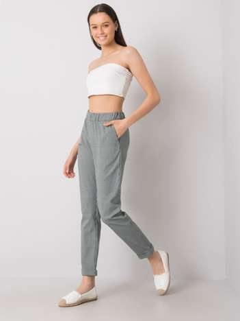 Czarno-zielone spodnie w kratkę Noreen