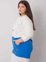 Ecru-niebieska bluza plus size bez kaptura Sira