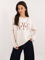 Hurt Jasnobeżowa melanżowa bluza bez kaptura z napisem